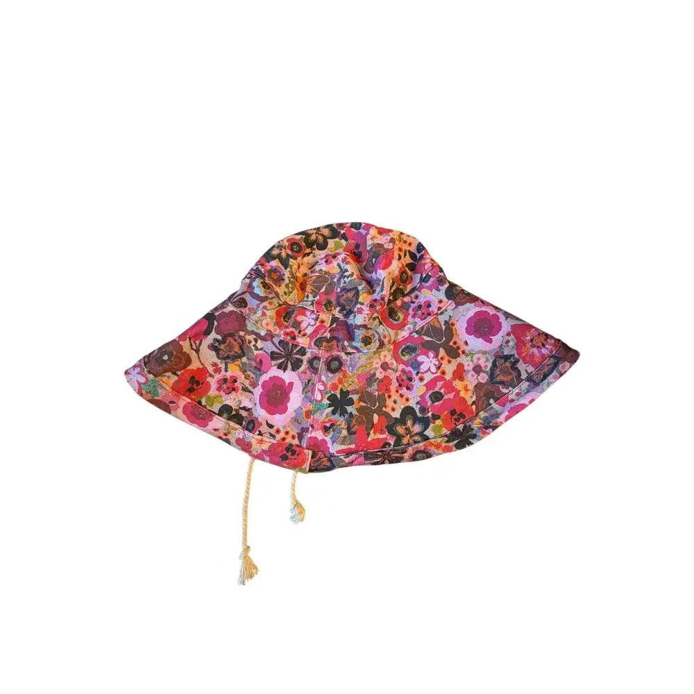 Natural Life Floral Bucket Hat Boho Wide Brim Sun Hat Pink Multicolor - Picture 3 of 5